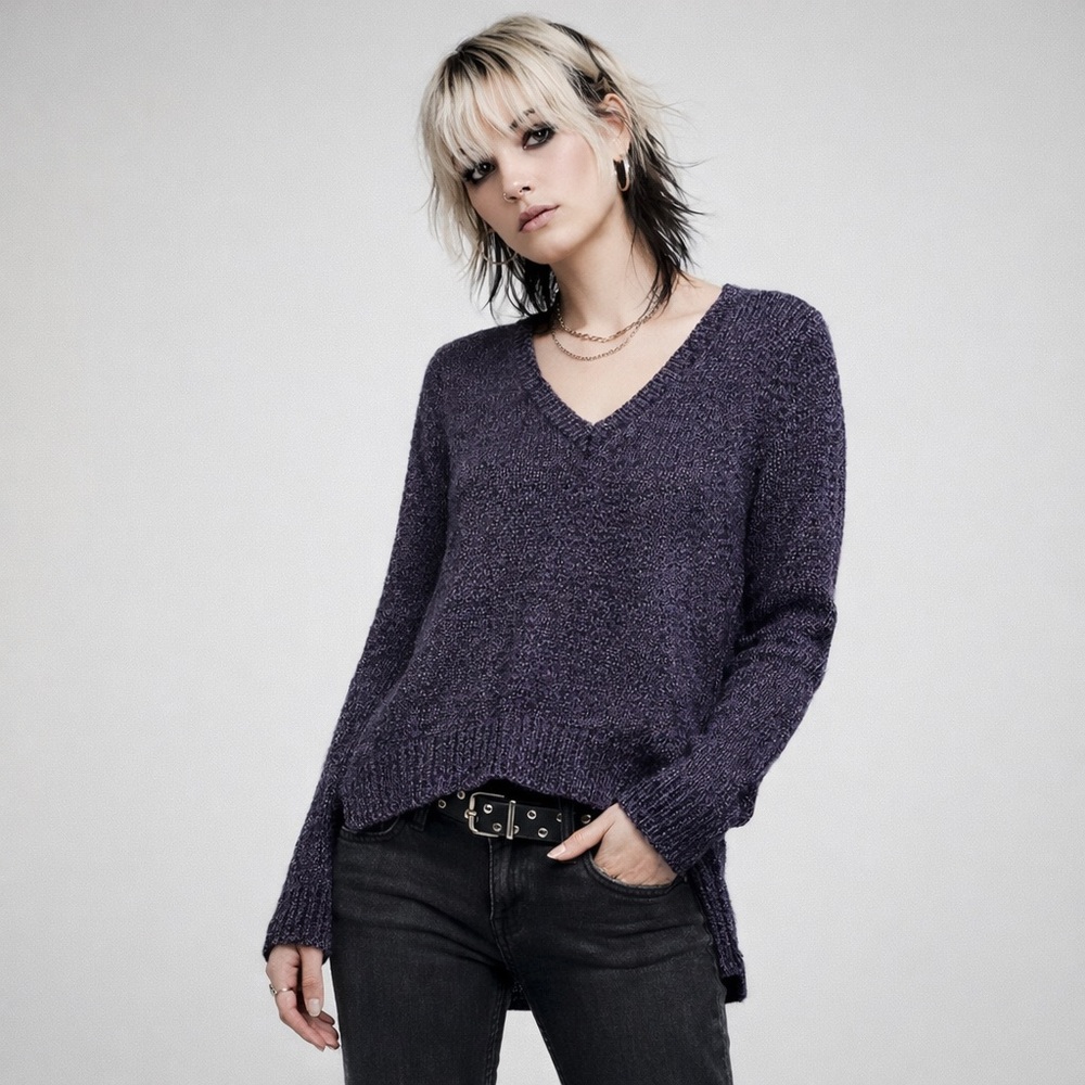 RAG & BONE Jackie Pullover Marled Purple‎ Sweater Size XS